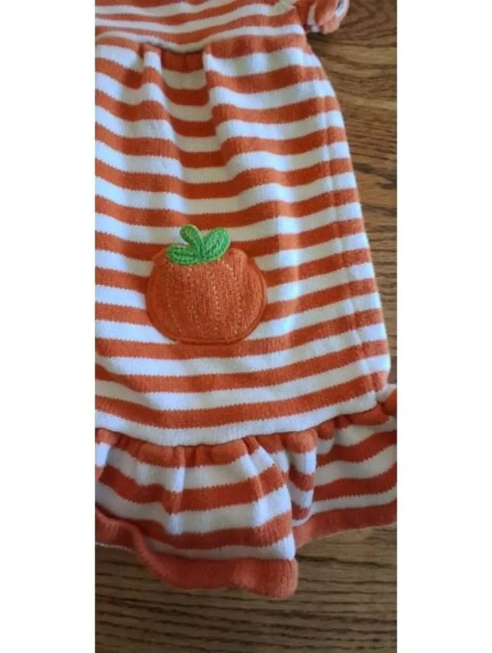 Gymboree Orange and White Striped Baby Dress with Pumpkin Appliques 18-24 Months